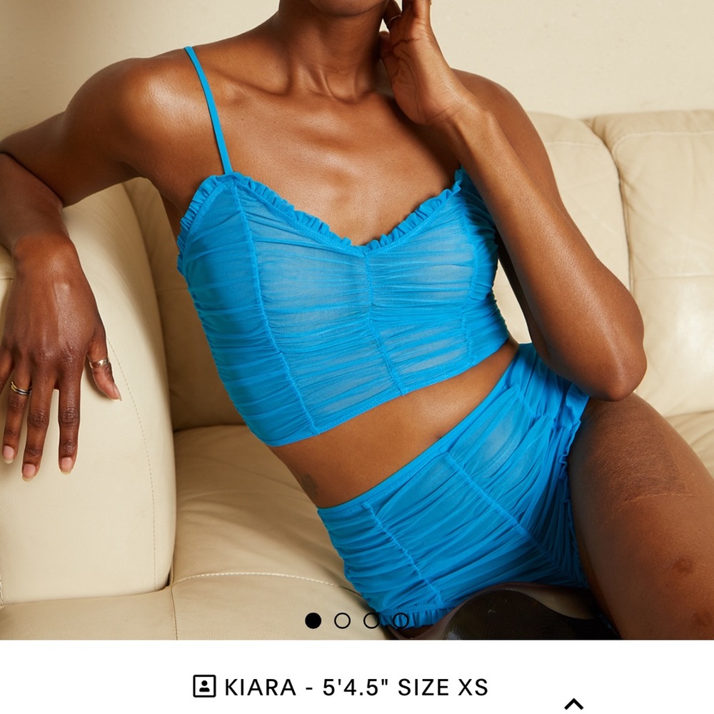 Blue Ruched Mesh Bralette - Picture 4 of 4